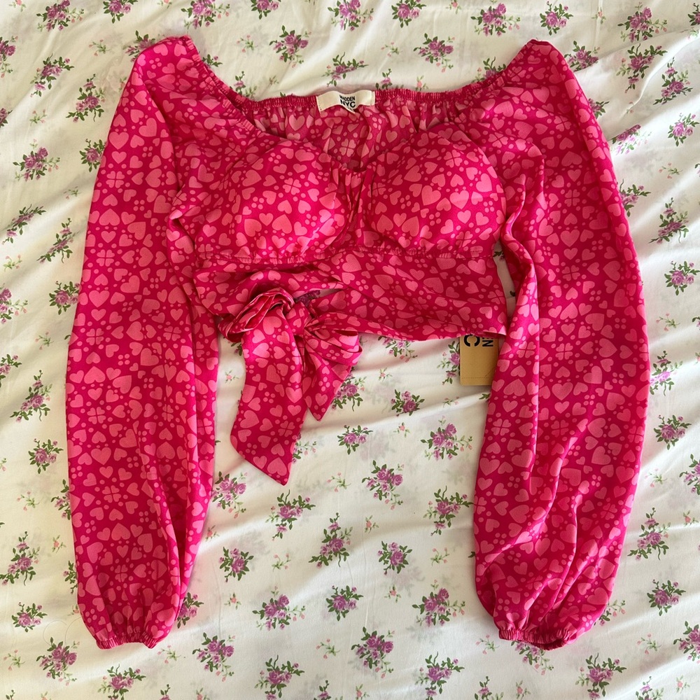 Pink Heart Patterned Top
